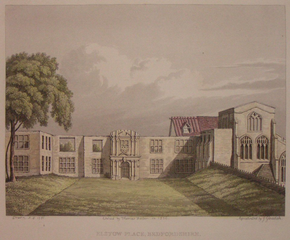 Aquatint - Elstow Place, Bedfordshire. - Gleadah